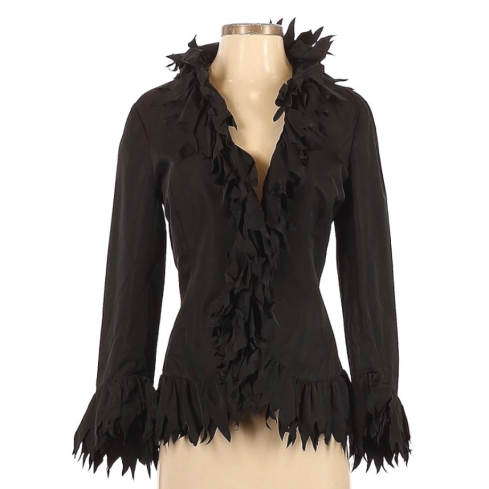 GEORGE REICH size L ruffled jacket in excellent condition